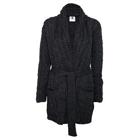 Wickelpullover aus Wolle für Damen Vlnka S16 dunkelgrau