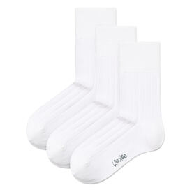 3 Paar weiße Baumwollsocken mit Komfortbund, weiß