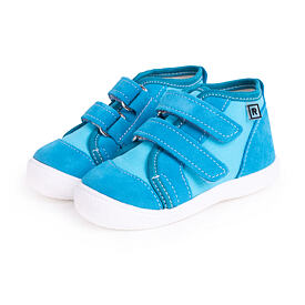 Sneaker aus Leder mit Klettverschluss für Kinder Kuku blau