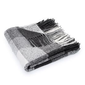 Plaid mit Schafwolle Woolee kariert grau