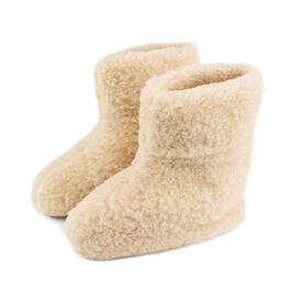 Fernseh-Hausschuhe aus Schafwolle Merino beige