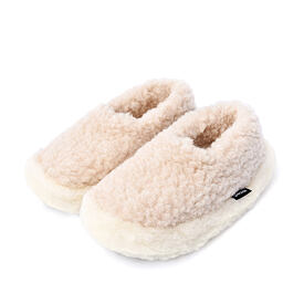 Wollene niedrige TV-Hausschuhe Merino, Beige
