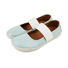 Barfuß-Ballerinas aus Leder mit Gummizug Dara, türkis