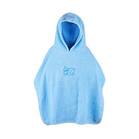 Kinderponcho aus Baumwolle mit Kapuze Tiger blau
