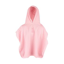 Kinderponcho aus Baumwolle mit Kapuze Kaninchen rosa