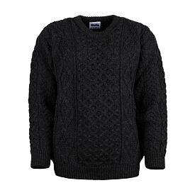 Damen-Wollpullover mit Rundhalsausschnitt, dunkelgrau