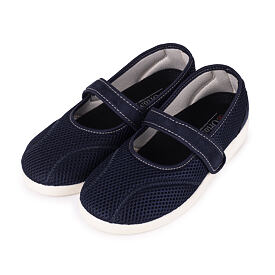 Komfortable Ballerinas für Damen mit Klettverschluss blau