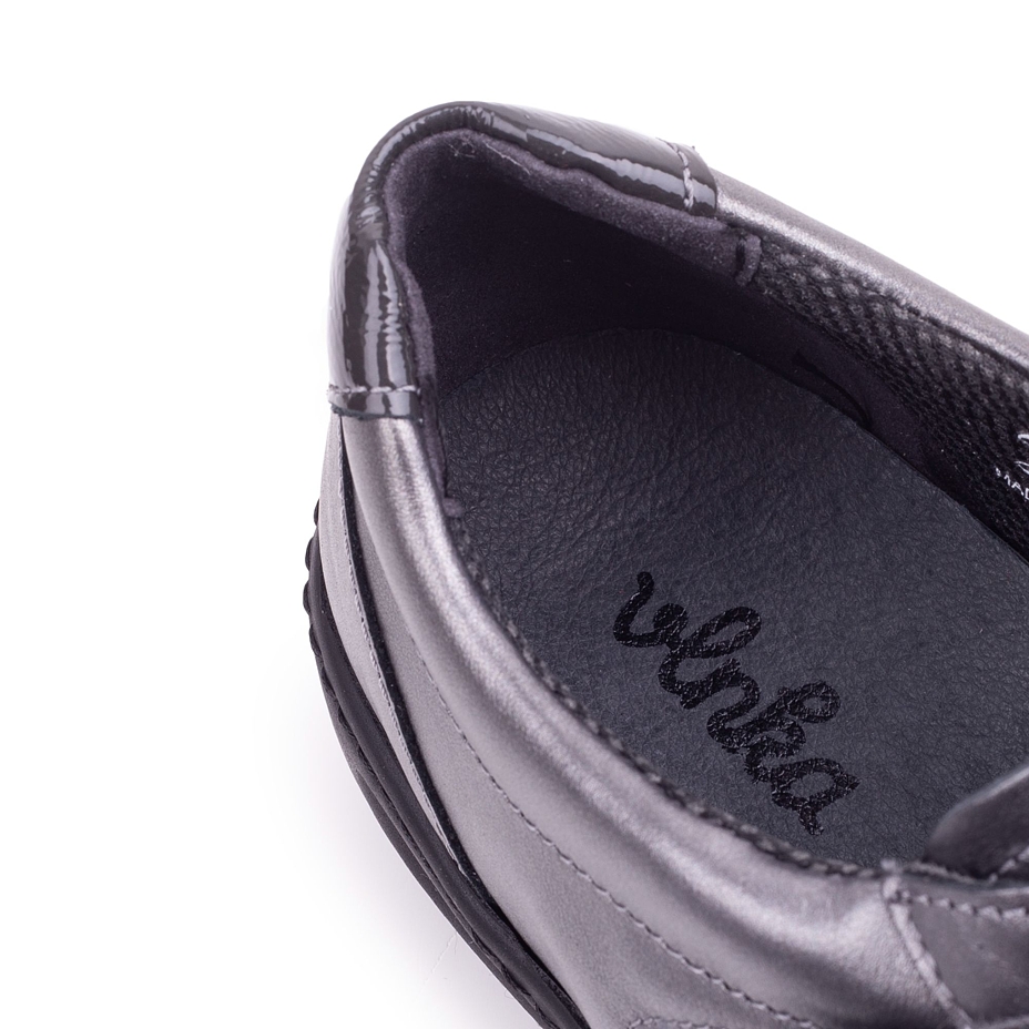Lederhalbschuhe mit Klettverschluss für Damen Dagmar grau