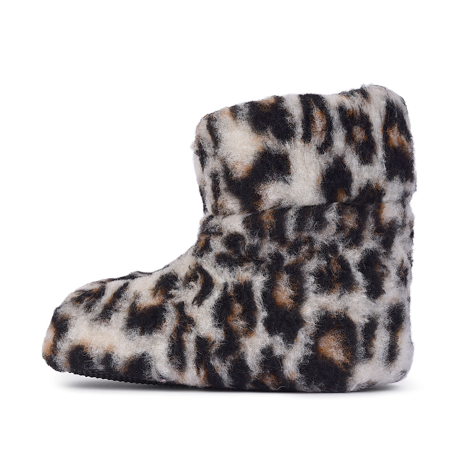 TV-Hausschuhe aus Merinowolle, Leopard