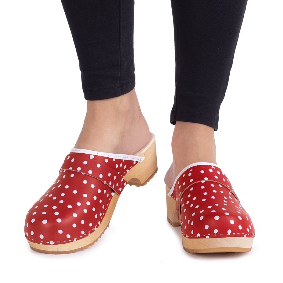 Anatomische Clogs mit Pünktchen für Damen rot