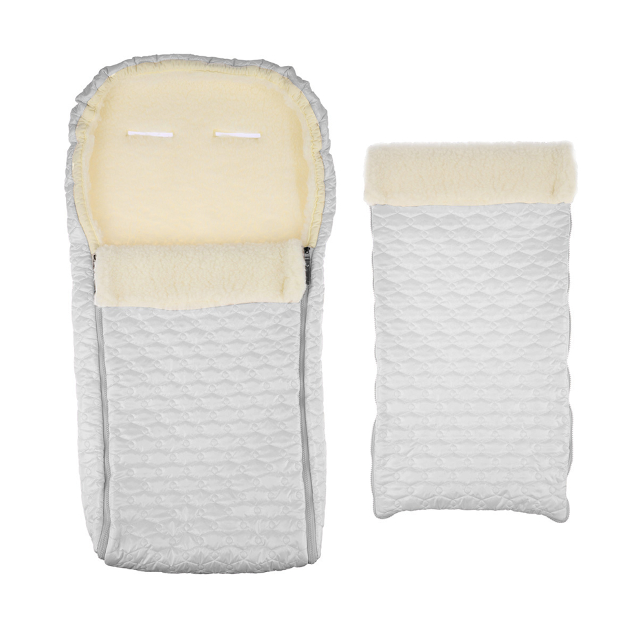 Kinderfußsack mit Merinowolle weiß