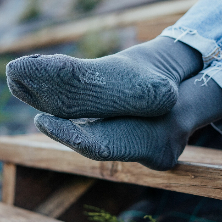 2 Paar Sommersocken Merino grau