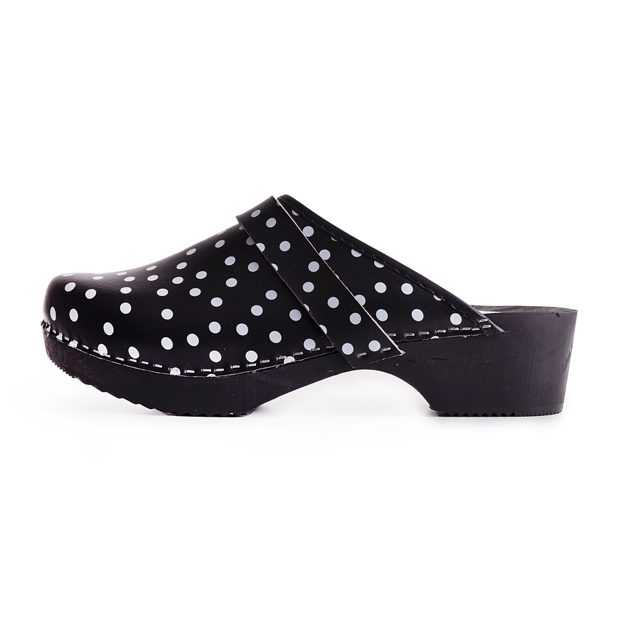 Anatomische Clogs für Damen Pünktchen schwarz
