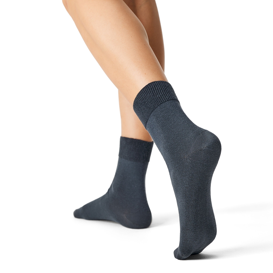 Baumwollsocken ohne Gummi dunkelgrau
