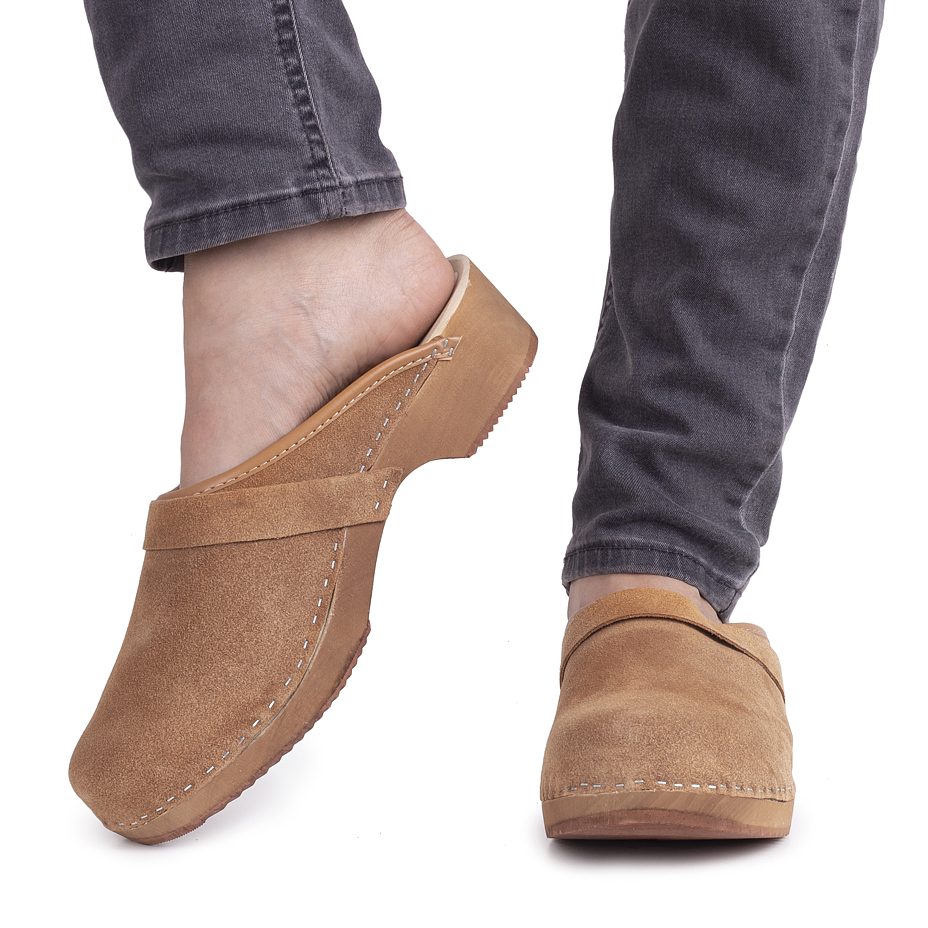 Anatomische Clogs aus geschliffenem Leder für Herren braun