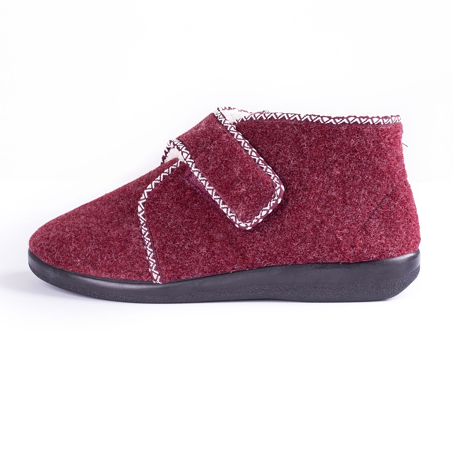 Hausschuhe mit Schafwolle mit Klettverschluss für Damen rot