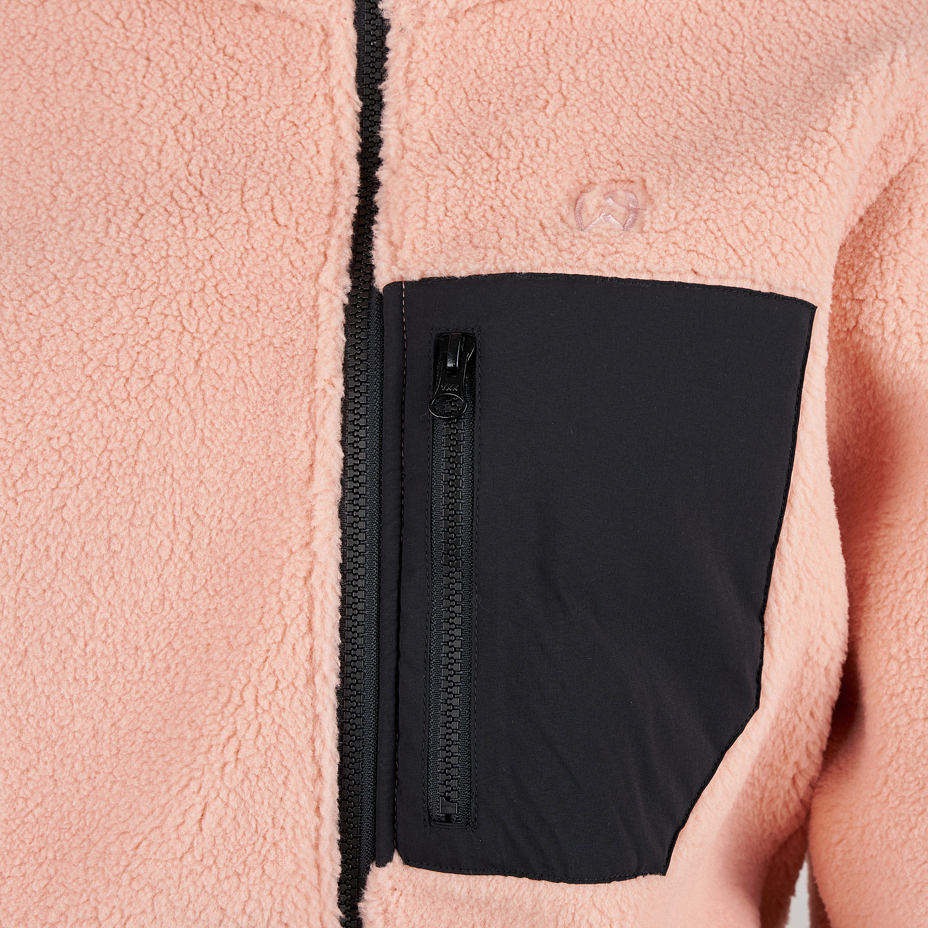Damen-Fleece-Sweatshirt mit Zwei-Wege-Reißverschluss rosa