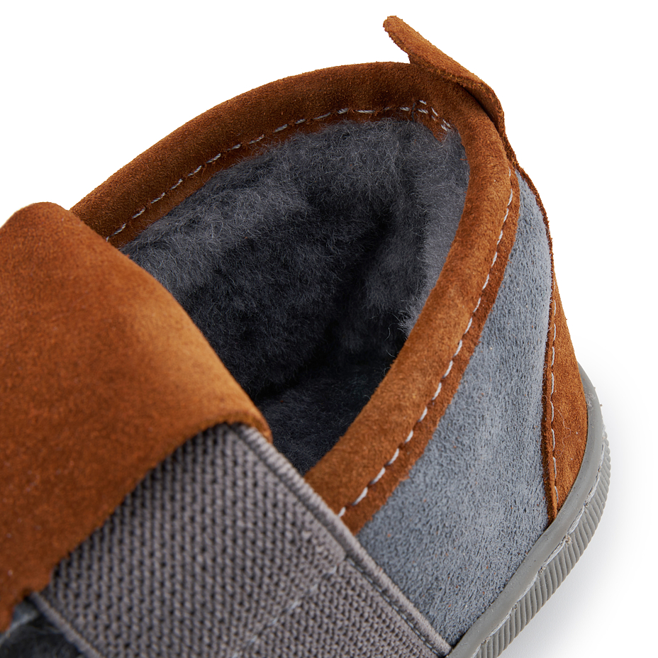 Damen Lederhausschuhe mit Schafwolle Lele blau