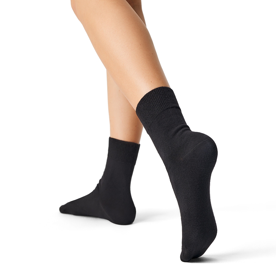 Baumwollsocken ohne Gummi schwarz