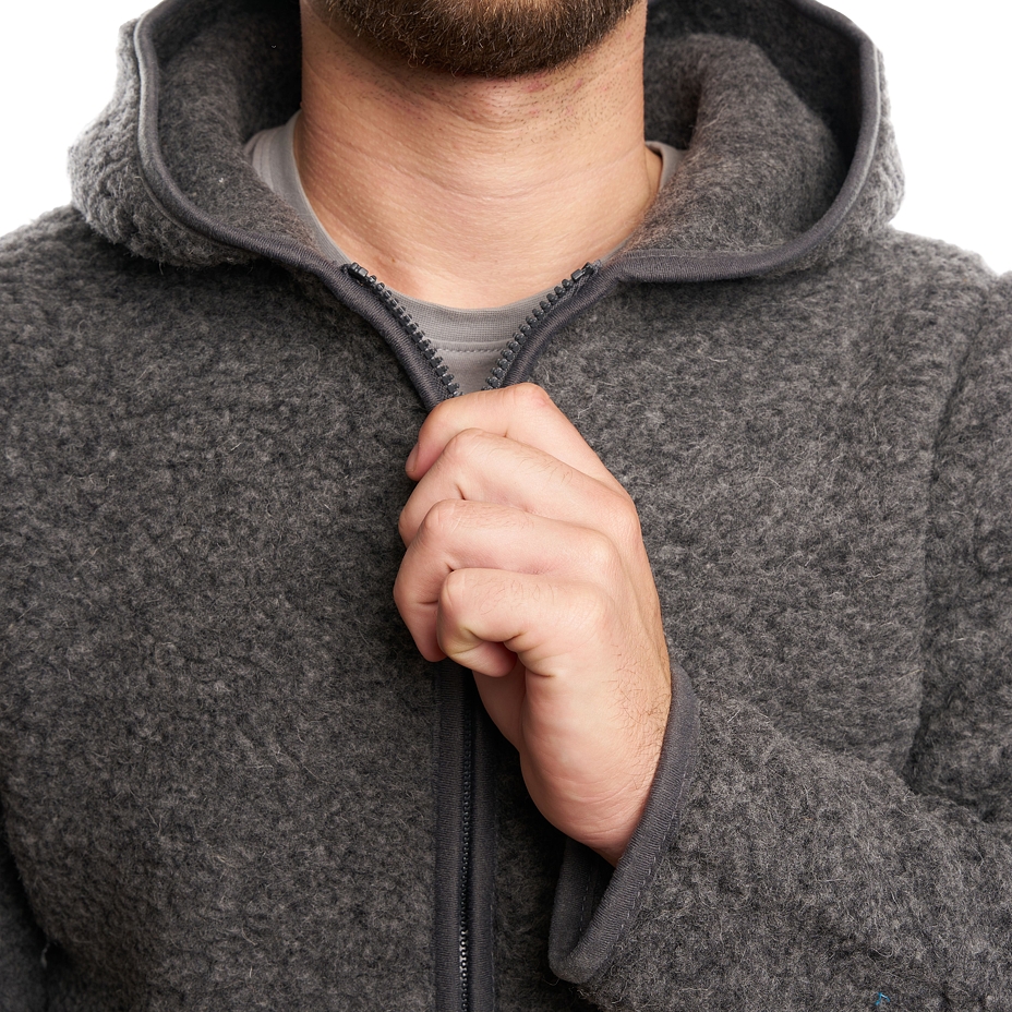 Sweatshirt aus Schafwolle mit Kapuze dunkelgrau