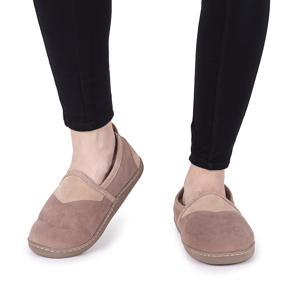 Lederhausschuhe für Damen mit Schafwolle Daniela beige
