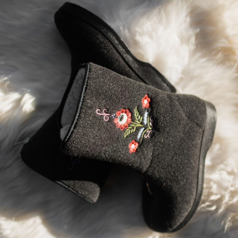 Seniorenschuhe aus Schafwolle mit Reißverschluss für Damen Folklore